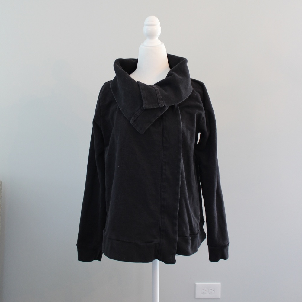 Lucky Brand Black Sweatshirt Material Cardigan
